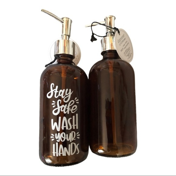 Farmhouse style Amber glass stainless steel pump soap liquid dispenser new‎ - Picture 4 of 6